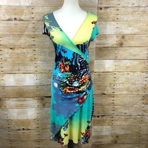Joseph Ribkoff Bright Floral Animal Print Dress 6